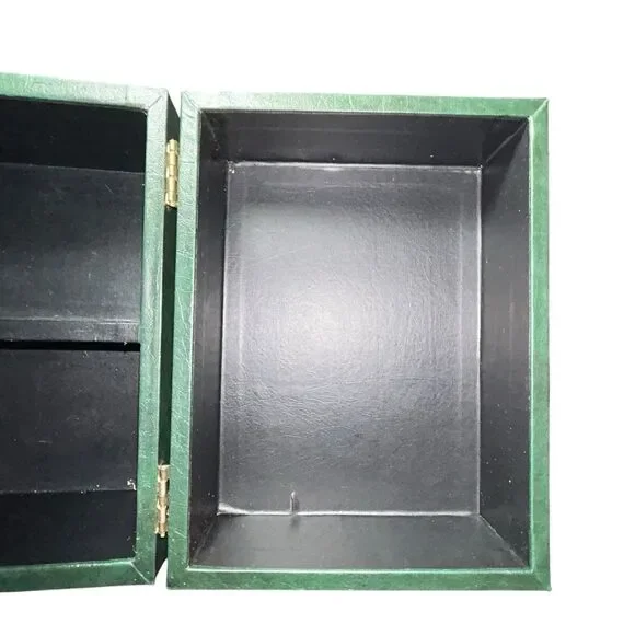 Vintage Rolex Warranty Box Green Dealer Case Two-Compartment Storage Very Rare
